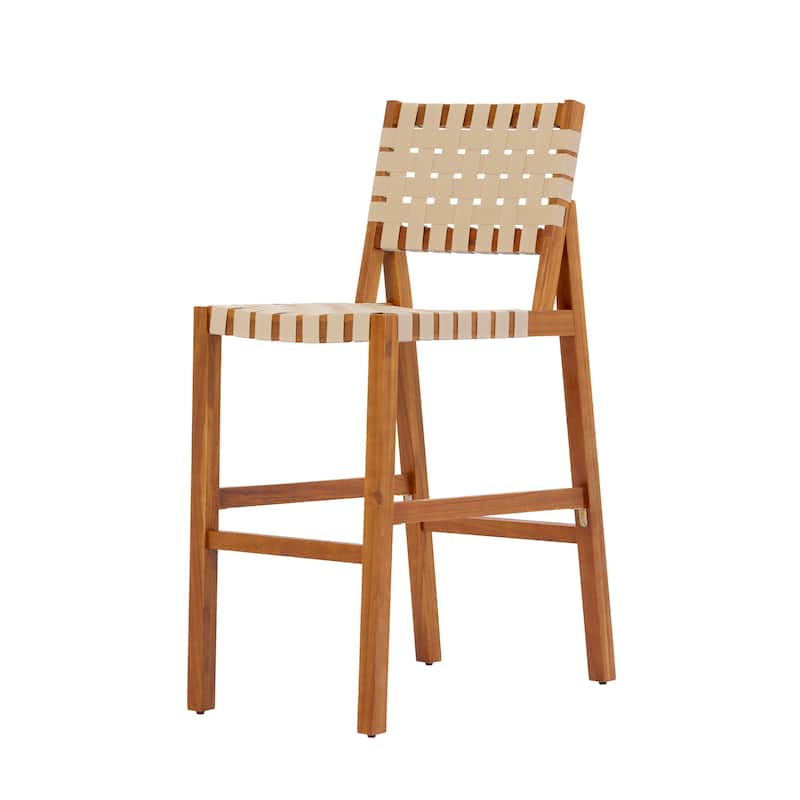 Christopher Knight Home - Solvanta Modern Solid Wood Outdoor 5-Piece Bar Height Dining Set with Rope Woven Bar Stools