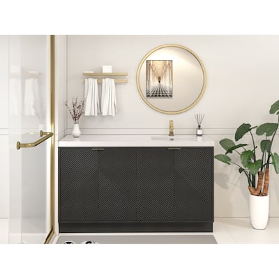 Milano 60" Freestanding Bathroom Vanity with Right Reinforced Acrylic Sink