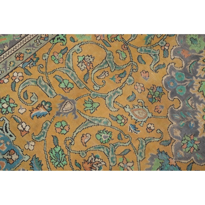 Hand Knotted Oriental 100% Wool Carpet Traditional Floral Oranges & Rust Tabriz Area Rug - 10' 3'' X 6' 9''