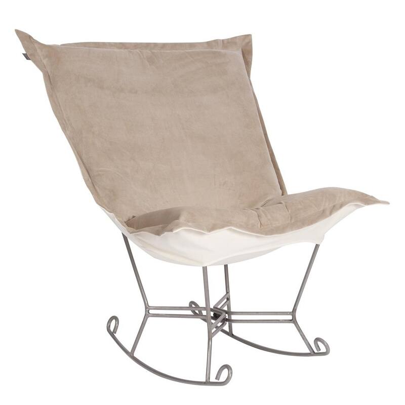 Allan Andrews Scroll Puff Rocker with Titanium Frame, Bella Collection - Sand