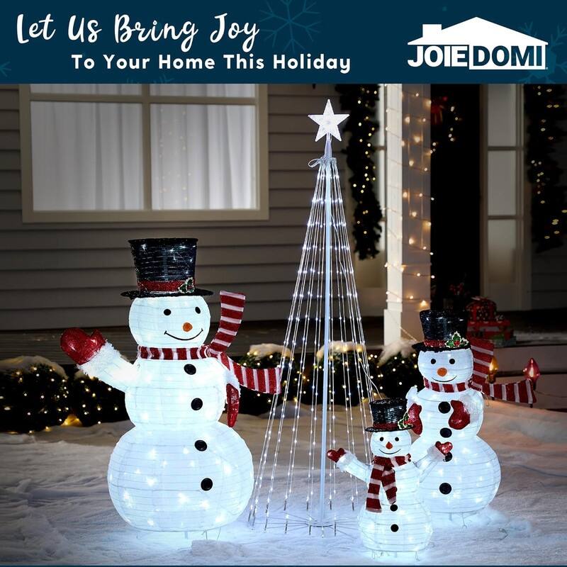 Joyfy 72-in Animated Christmas Cone Tree Light, Cool White Light, Metal Stakes