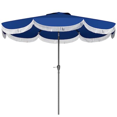 8.8 Foot Outdoor Patio Umbrella with UPF 30+ Tiltable Canopy Hand Crank Vented Top Eight Ribs - 8.8' x 7.8' H