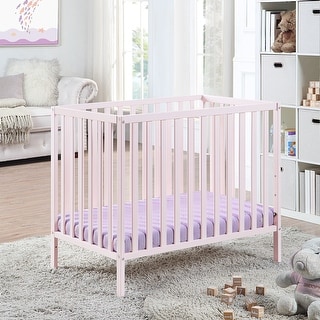 Pastel Pink 3-in-1 Convertible Mini Crib with Mattress Pad Included