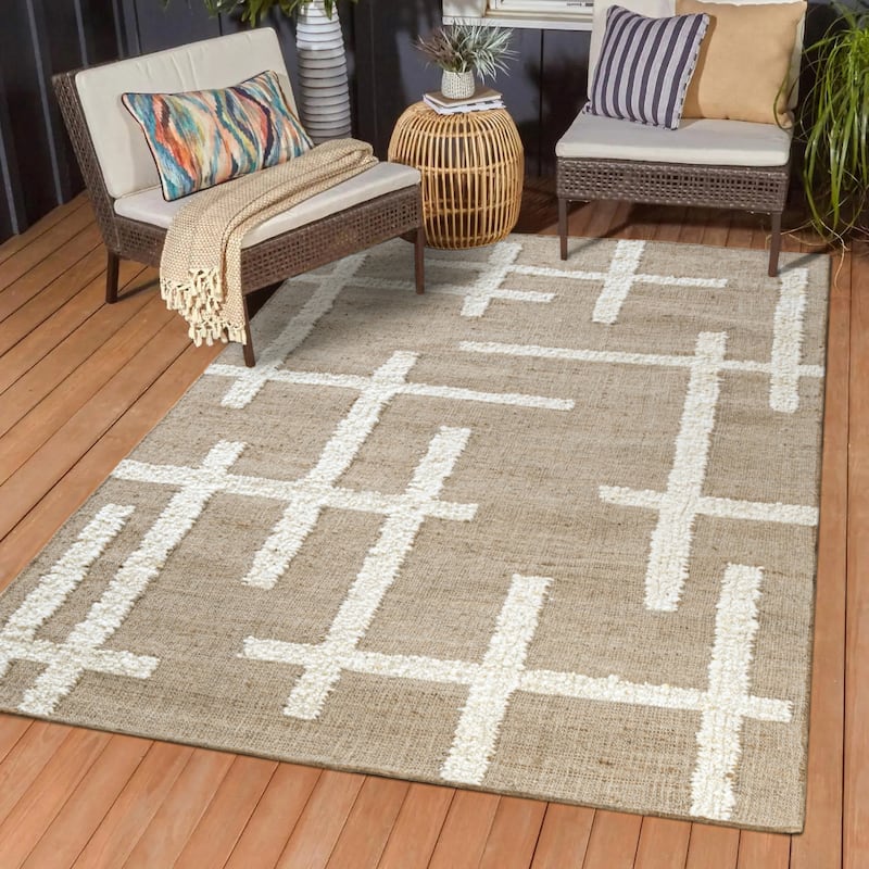 Sevita Natural/Ivory Contemporary Abstract Area Rug