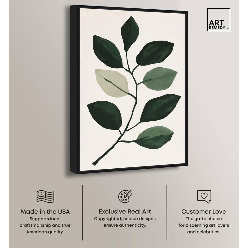 Green and Grey Branch II Canvas by Art Remedy