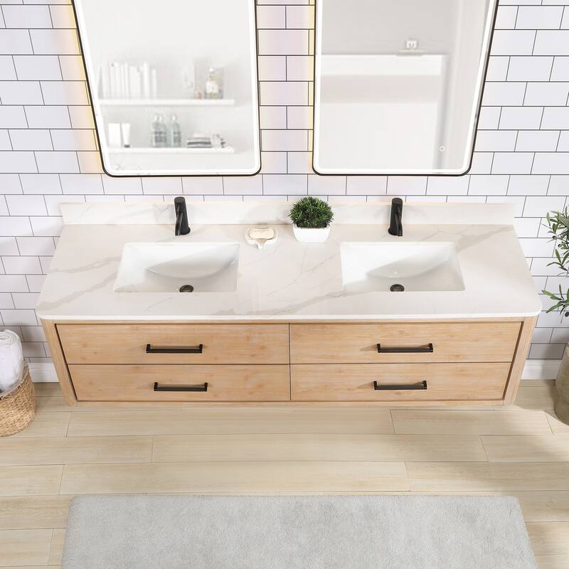 Miseno MV-NM-706672 Cristo 72" Wall Mounted Double Basin Vanity Set