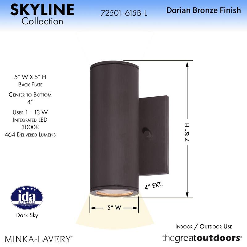 The Great Outdoors 1 Light 7.75" Height LED Outdoor Wall Sconce in