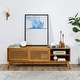 preview thumbnail 17 of 29, Mid Century Modern Rattan TV Stand for 65 Inch TV, Entertainment Cabinet, Media Console