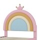 preview thumbnail 8 of 15, Twin/Full Size Upholstered Kids Platform Bed Frame with Rainbow Design Headboard, Velvet Princess Bed with Storage Drawer