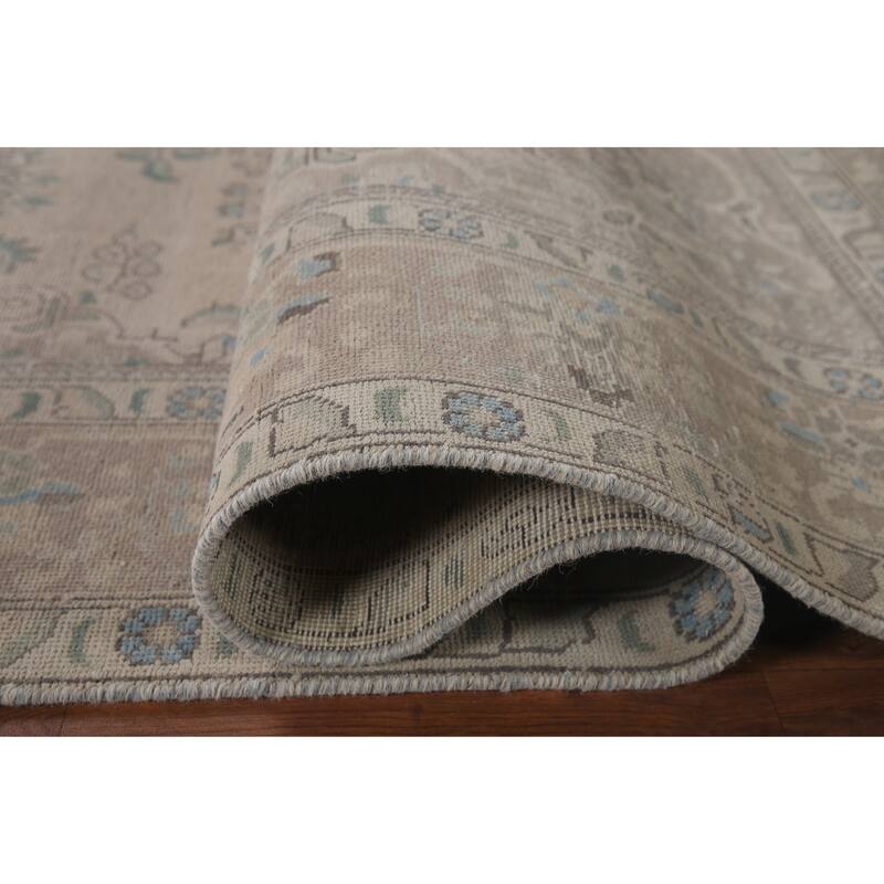 Distressed Tabriz Persian Vintage Rug Living Room Handmade Wool Carpet - 6'4" x 9'1"