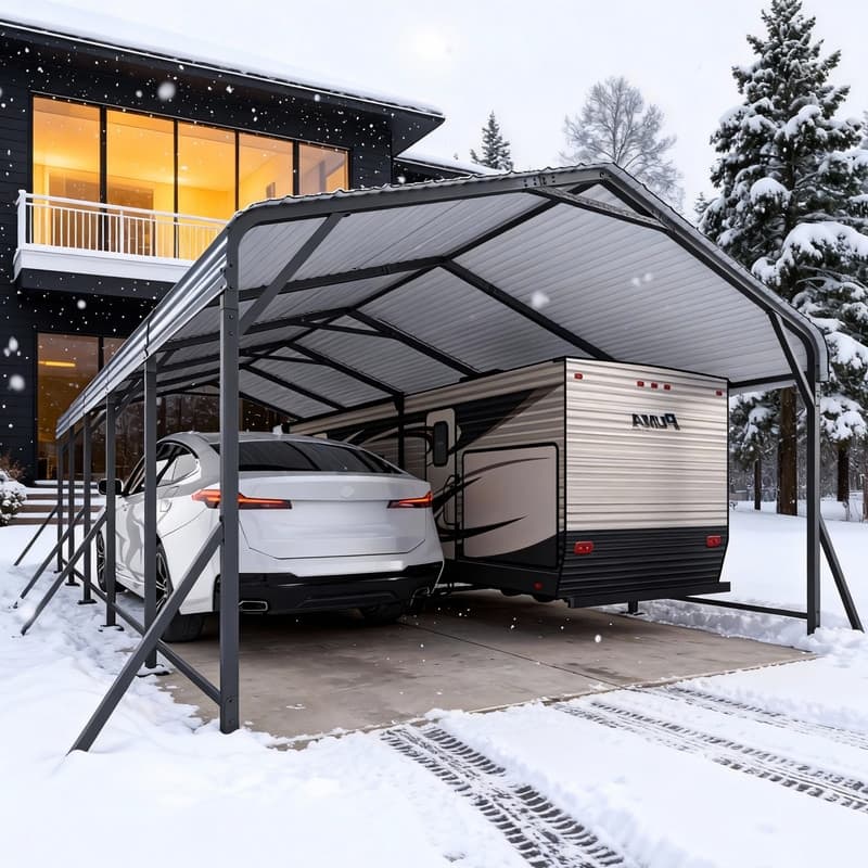 EROMMY Heavy Duty Metal Carport with Extra Support Poles, UV & Waterproof Car Canopy for Outdoor Vehicle Shelter