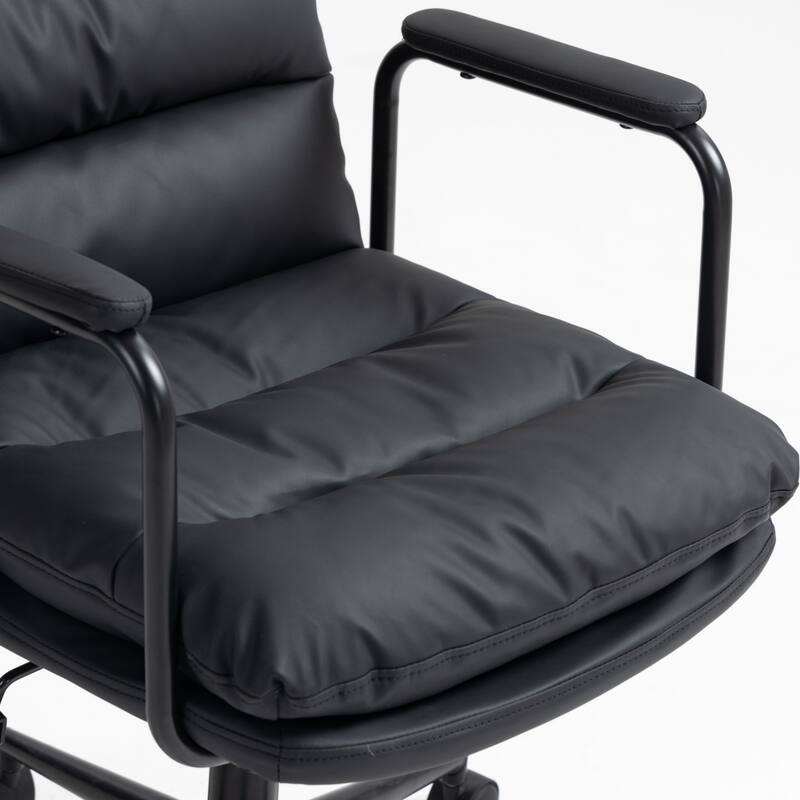 Upholstered home office chair with wheels and arms