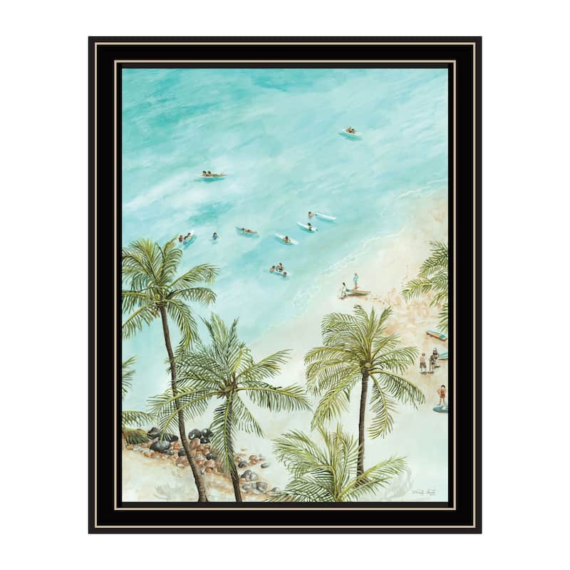 TrendyDecor4U Contemporary "SURFING FROM AFAR" Framed Print Wall Art - Black