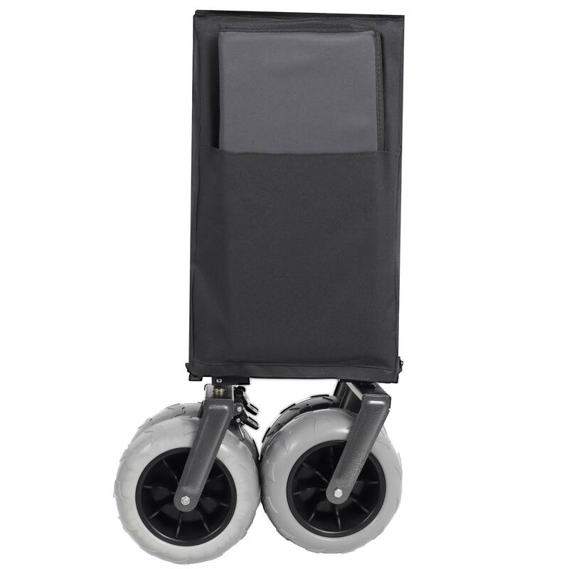 Multi-Functional Push-Pull Folding Wagon Cart with Rotating Handle & Canopy, 9"x4" Beach Tires, 300L Large Capacity