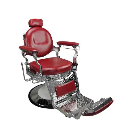 JEFFERSON Vintage Barber Chair Reclining Heavy Duty All Purpose Styling Chair - 28" (W) x 21" (L) x 49" (H)
