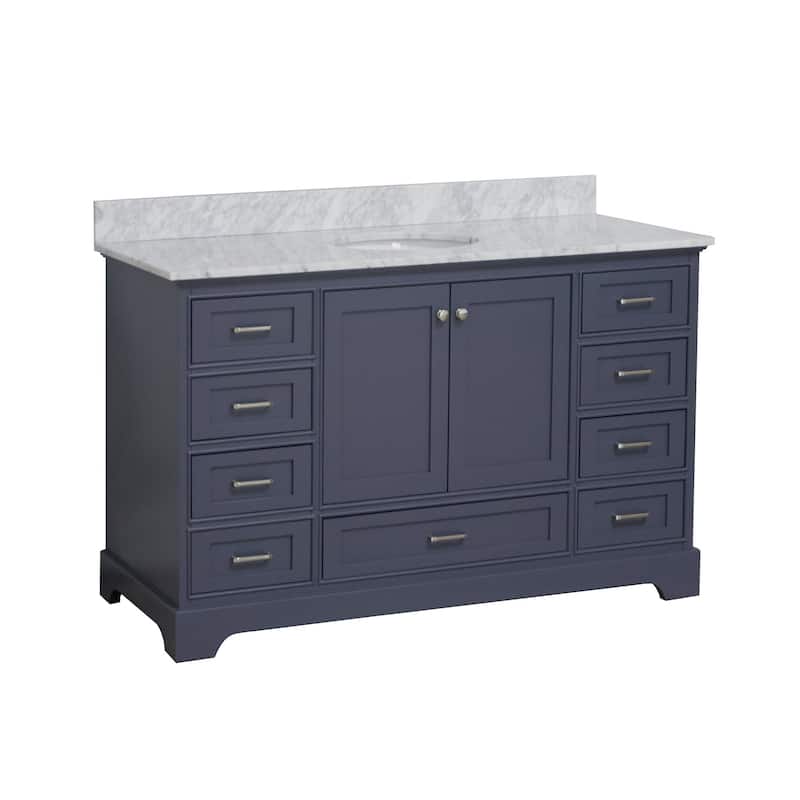 KitchenBathCollection Harper 60" Single Bathroom Vanity with Carrara Marble Top
