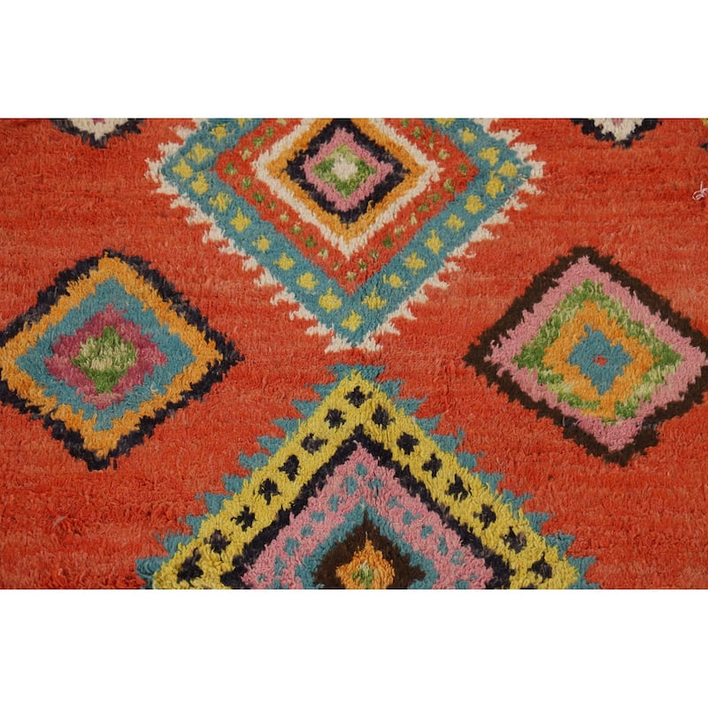 Orange Moroccan Oriental Area Rug Handmade Wool Carpet - 6'1" x 9'6"
