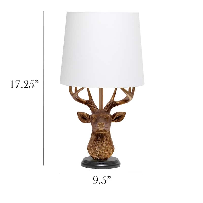 Rustic Antler Deer Table Lamp with Tapered Shade - 17.25" - Bronze and White