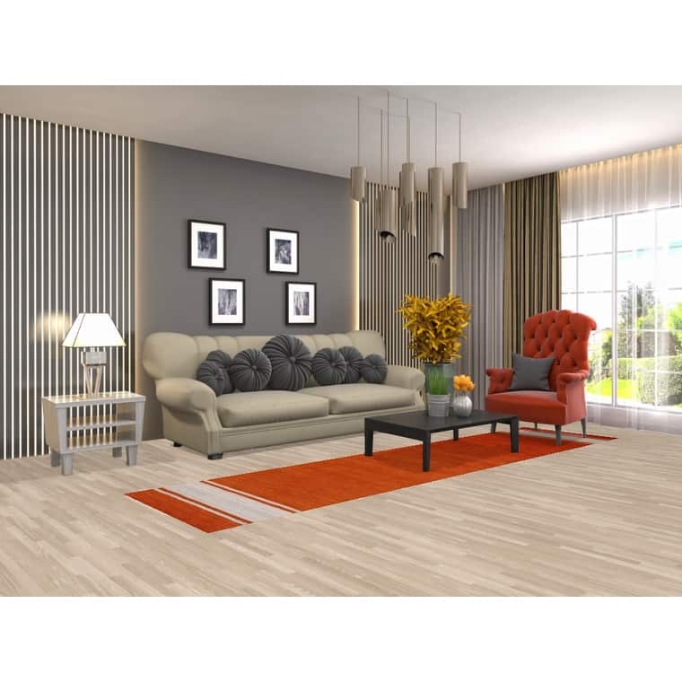 Hand Knotted Oriental 100% Wool Carpet Tribal Stripe Oranges & Rust Gabbeh Runner Rug - 10' 9'' X 2' 6''