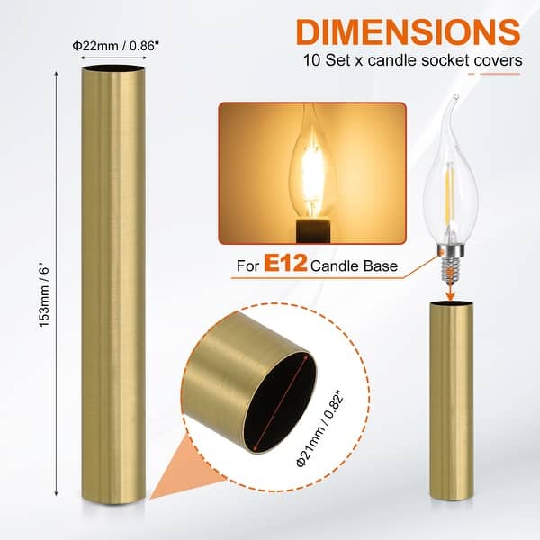 dimension image slide 31 of 102, Metal Chandelier Socket Sleeves Insulation Heat Shrinkable