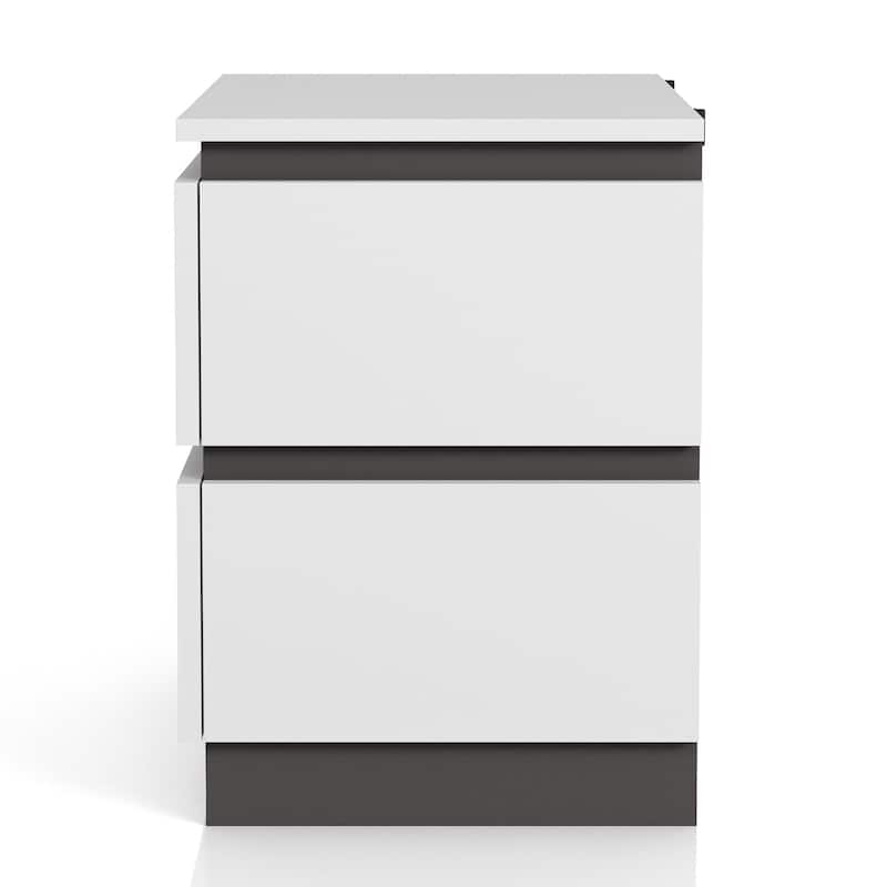 Conjira Contemporary White Wood 2-Drawer Nightstand with USB Ports by Furniture of America