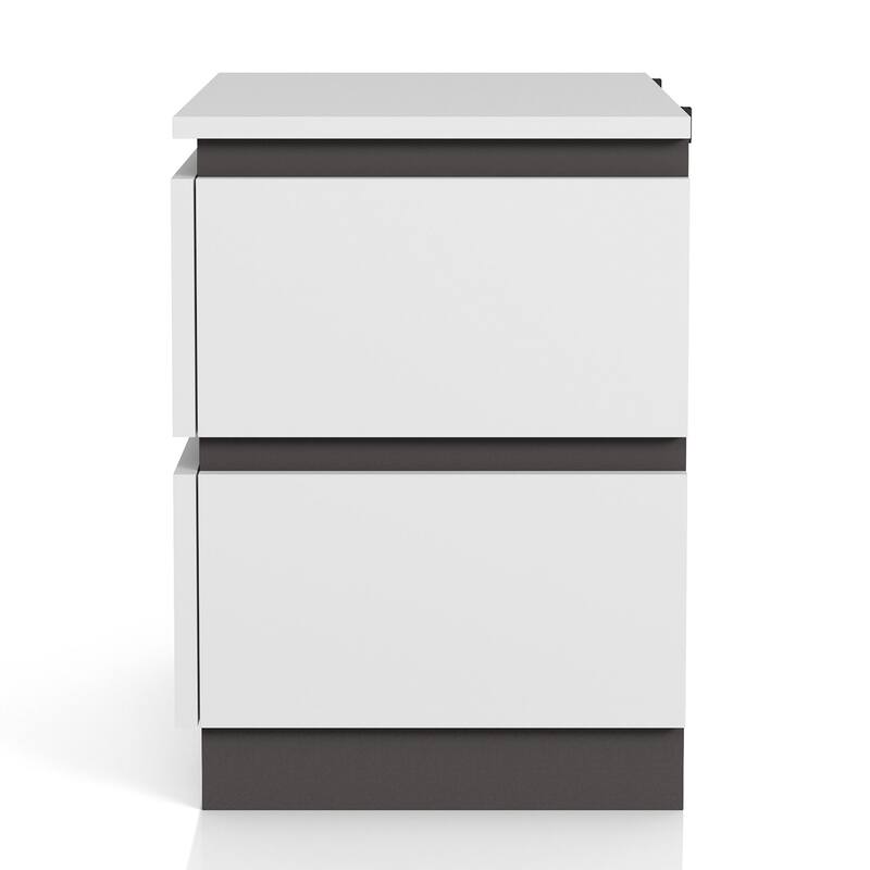 Furniture of America Conjira Modern White Wood Nightstand with USB Ports (Set of 2)