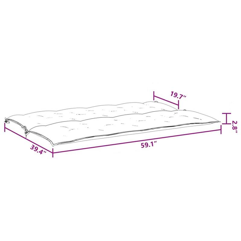 Claire Outdoor Cushion for Bench, 59 Inch, Black Tufted Oxford Fabric