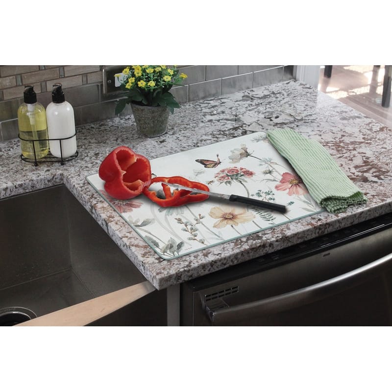 Counter Art Glass Cutting Board / Counter Saver 12"x15", A Country Weekend - 12"x15"