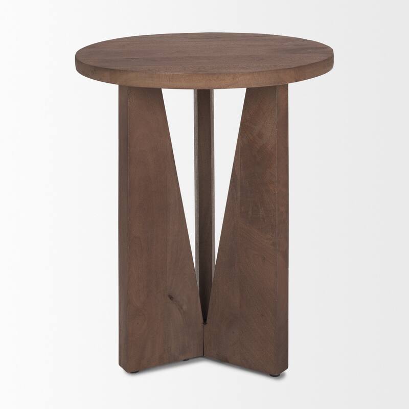 Mattius Black Solid Wood Round Accent Table - 18L x 18W x 22H