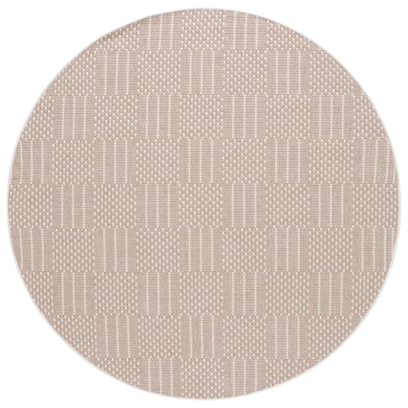 SAFAVIEH Sisal Thera All-Weather Indoor/Outdoor Waterproof Patio Backyard Rug - 6'7" Round - Taupe/Beige