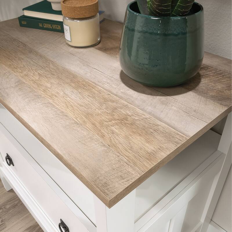 Wood Lateral File with Large Drawer, White