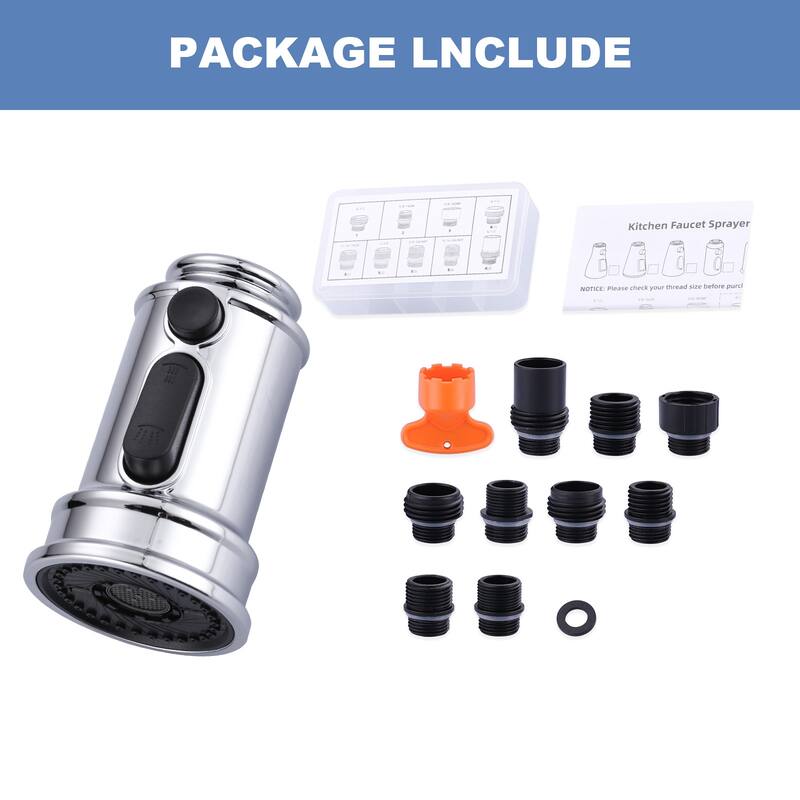 WOWOW Pull Down Kitchen Faucet Spray Head with 9 Adapters Kit