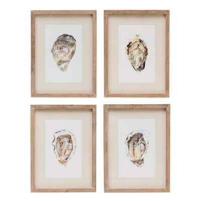 Wood Framed Wall Décor with Oyster, Set of 4 Styles