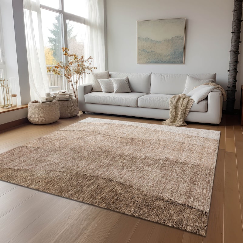 Machine Washable Indoor/ Outdoor Chantille Modern Horizon Rug