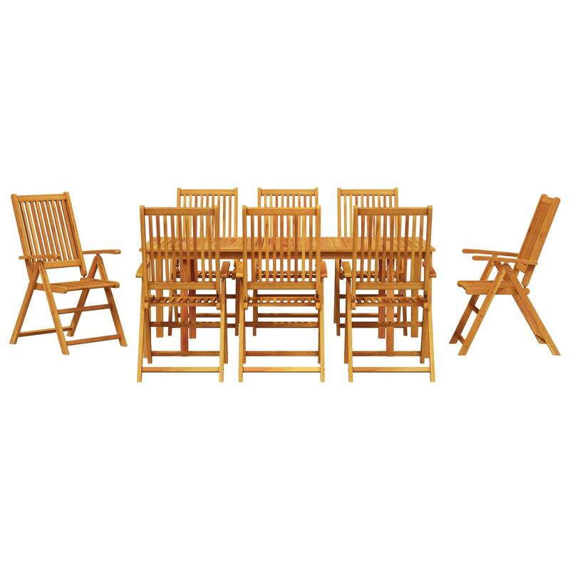 vidaXL 9 Piece Garden Dining Set Solid Acacia Wood Foldable - 22.4" x 27.2" x 43.7"