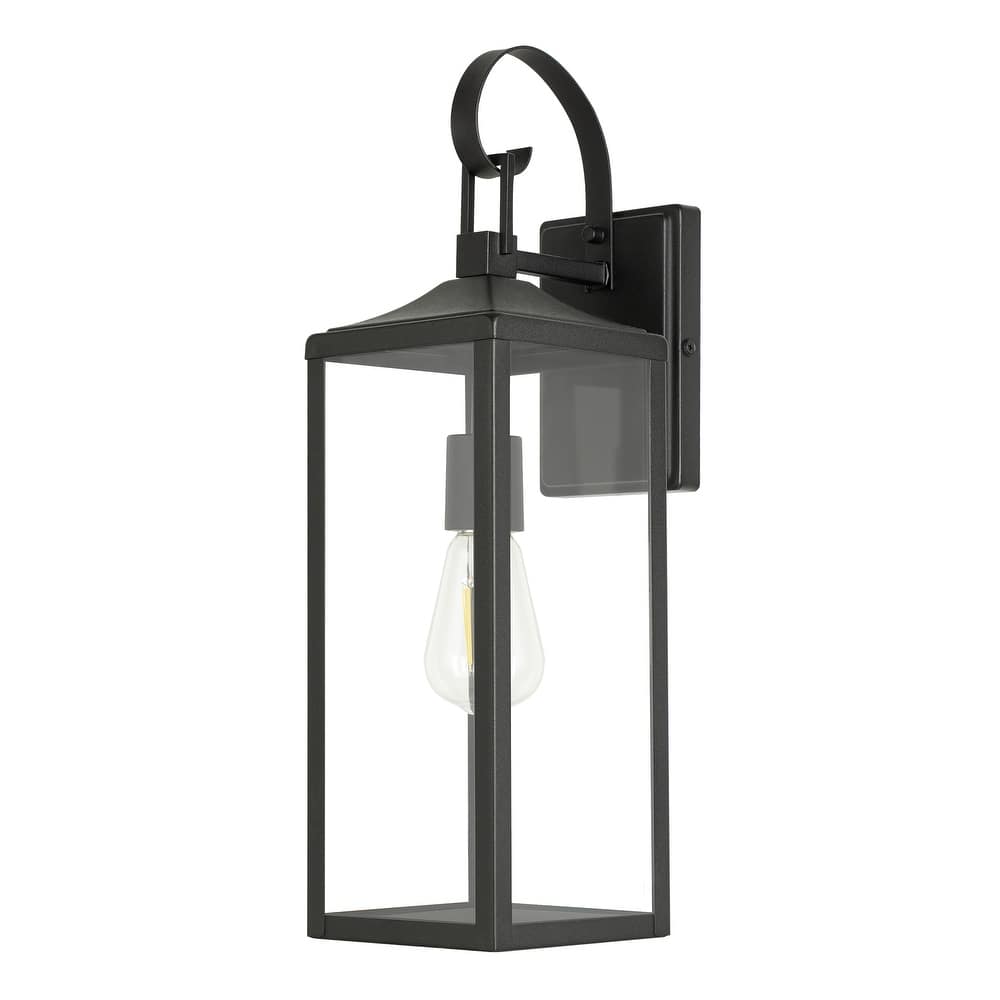 Castle 1-Light 15.81in. Outdoor Wall Light with Matte Black Finish and Clear glass shade