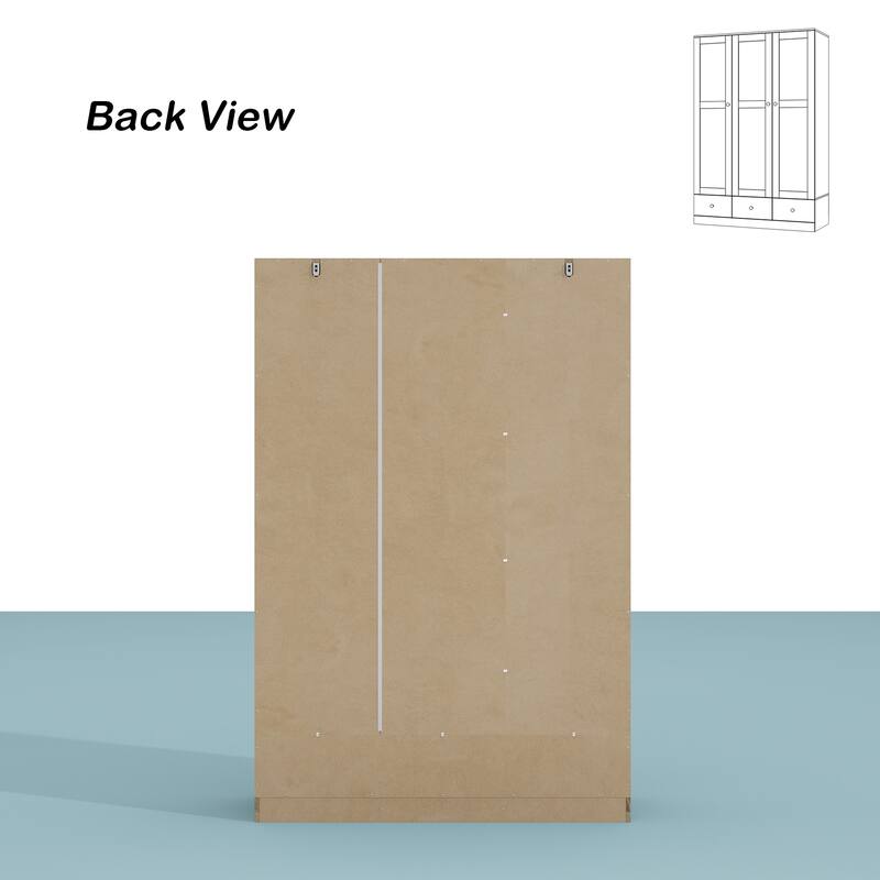 Large Storage Wardrobe Versatile Rattan Door Closet with Deep Drawers