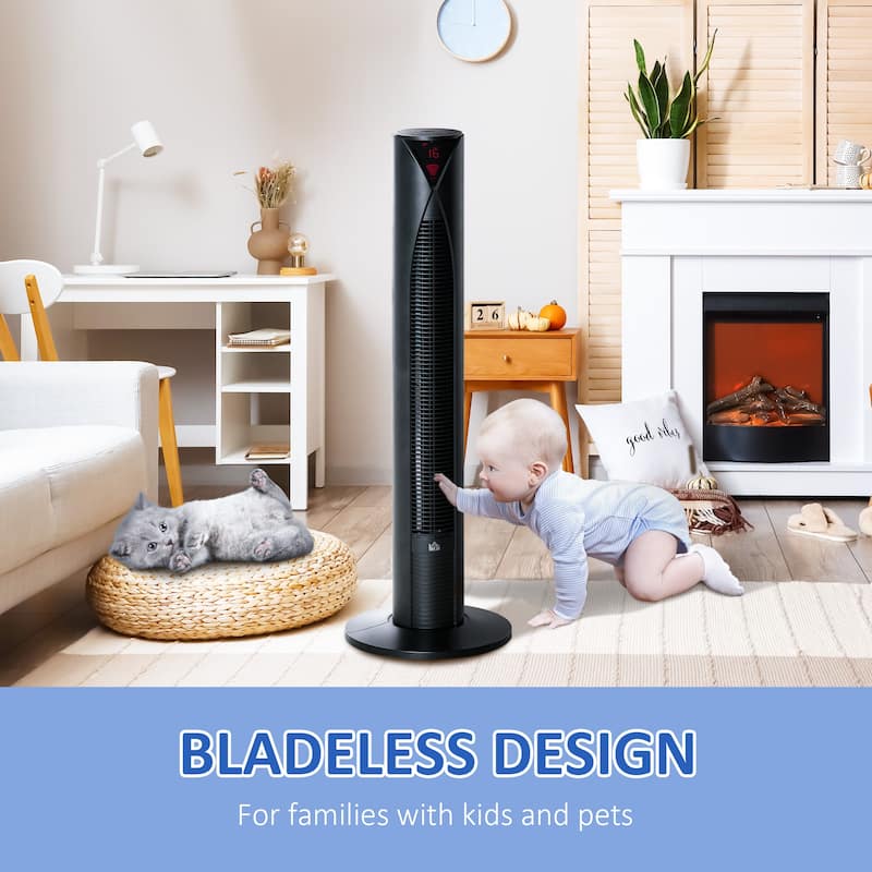 38" Oscillating Tower Fan With 12h Timer