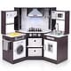 preview thumbnail 1 of 17, Costway Wooden Kids Play Corner Kitchen with Realistic Lights & Sounds - See Details Brown