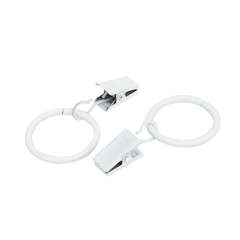 25mm Inner Dia Baking Finish Curtain Drapery Hanging Rings Clips - White - 25mm, 16 Sets