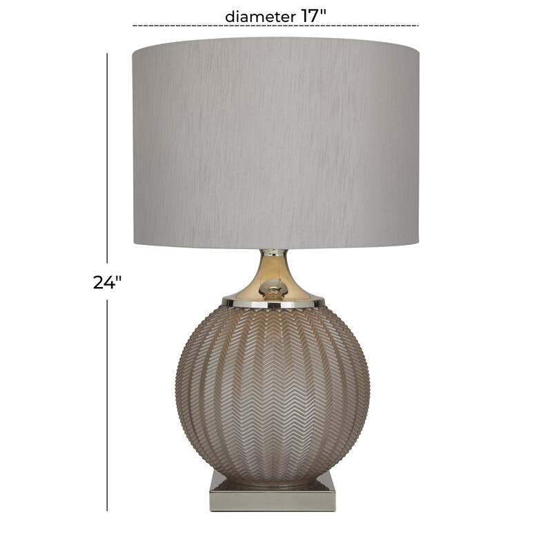 Glass Room Table Lamp with Chevron Pattern - Gray - Roche River Decor