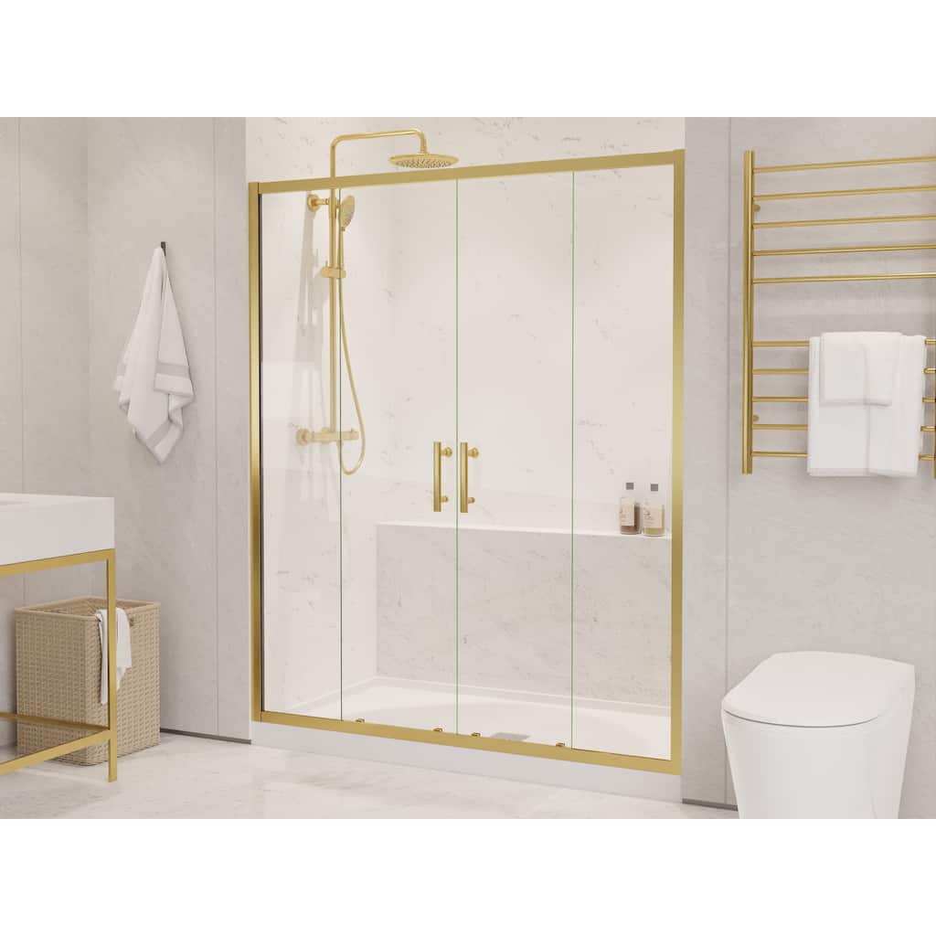 Romance Series 59 to 60 in. x 70 in. H Sliding Framed Shower Door in Multiple Finishes with Tsunami Guard Tempered Clear Glass