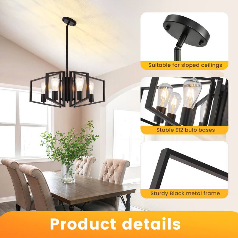 26-Inch Modern 4 Light Chandelier for Kitchen Islands Entryway