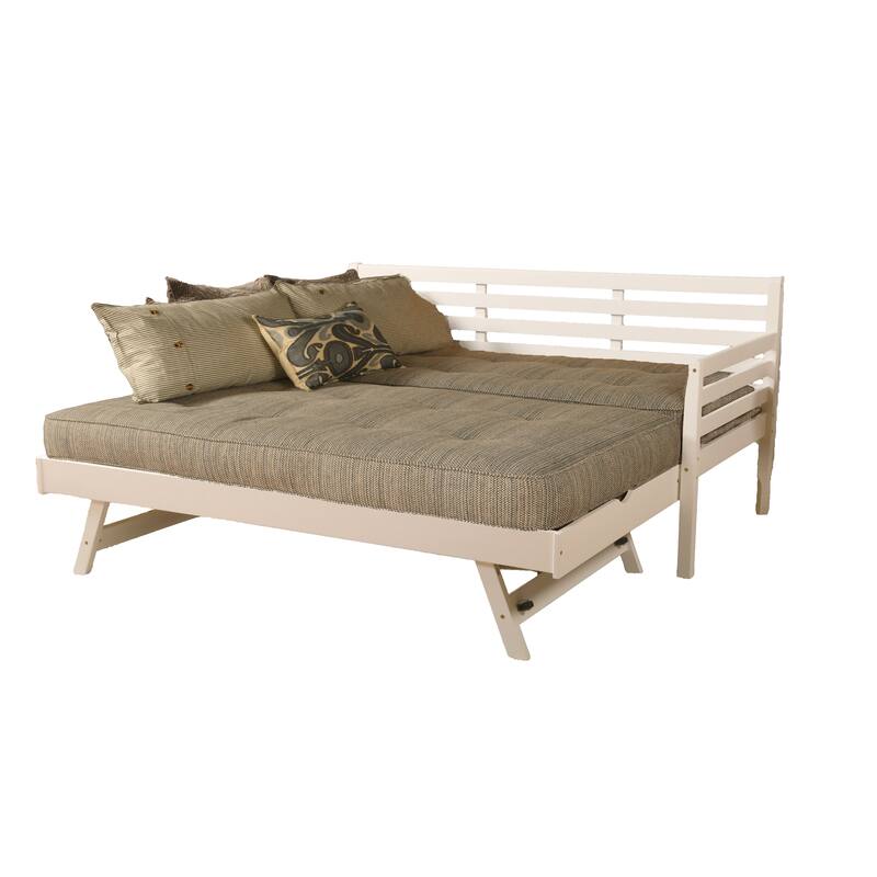 Somette Boho Daybed and Pop Up Bed in White with Mattresses