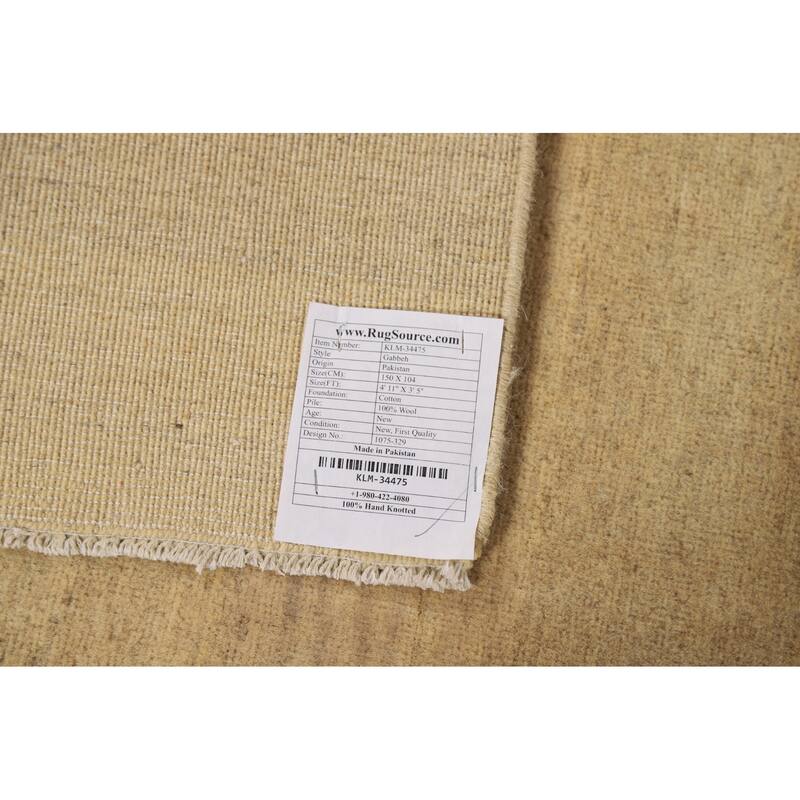 Modern Gabbeh Oriental Foyer Rug Hand-Knotted Contemporary Wool Carpet - 3'5"x 4'11"