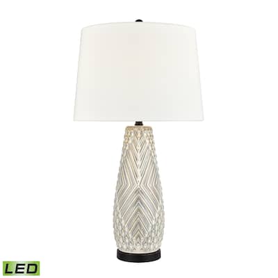 Elk Home Whitland Gray Glazed With White Linen Shade Table Lamp