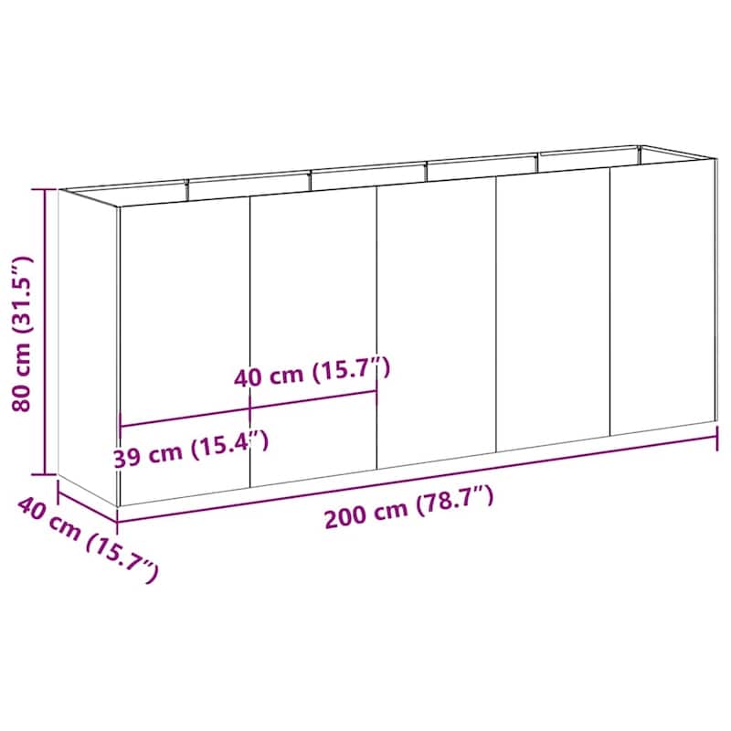 vidaXL Planter Black Cold-rolled Steel Large Durable Planter - 15.7 x 78.7 x 31.5 in