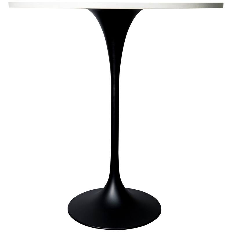 LeisureMod Verve 36" Bar Height Dining Table with MDF Round Top in Black Marbleized