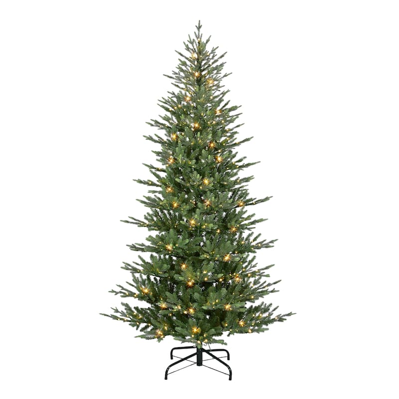 Puleo International 7.5 ft. Pre-Lit Alberta Slim Artificial Spruce Tree