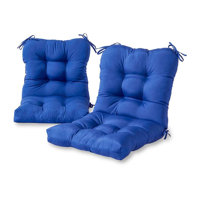 21 x 42-inch Solid Color Outdoor Seat/Back Chair Cushions (Set of 2) (Cushions Only) - Marine
